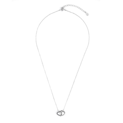 Silver Double Heart Pendant chain set
