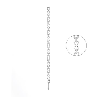 92.5 Sterling Silver Infinity CZ Diamond Bracelet