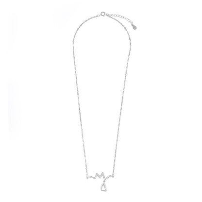Silver Heartbeat Pendant Chain Set for Women | Elegant Silver Necklace
