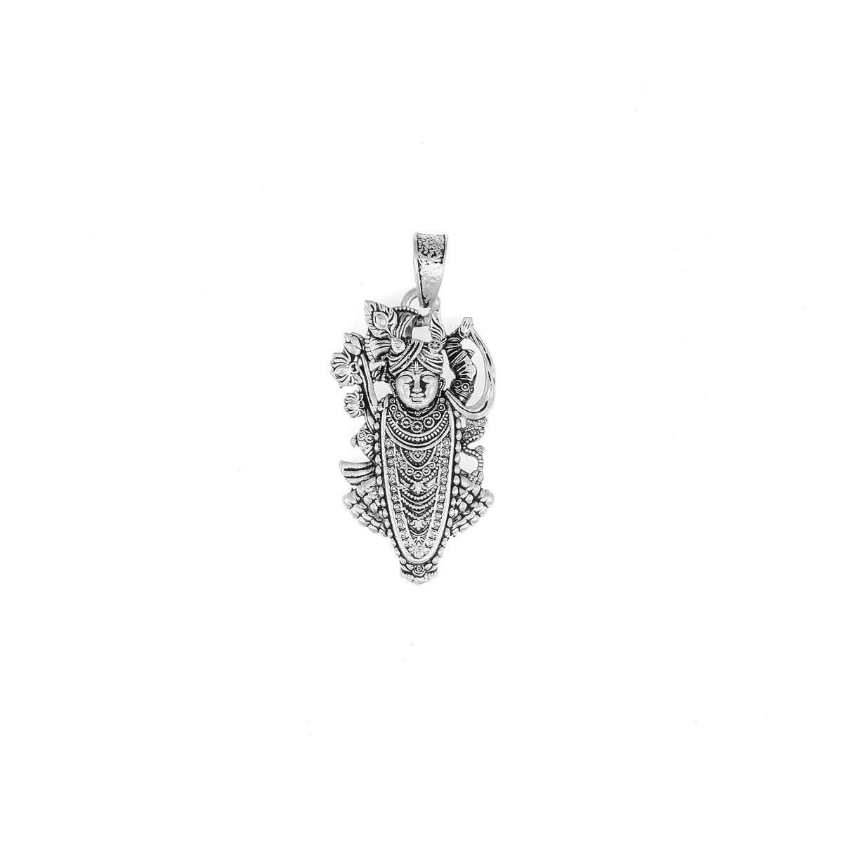 Silver Shrinathji Pendant (Nathdwara Krishna Design) – Antique Finish | 8.08g