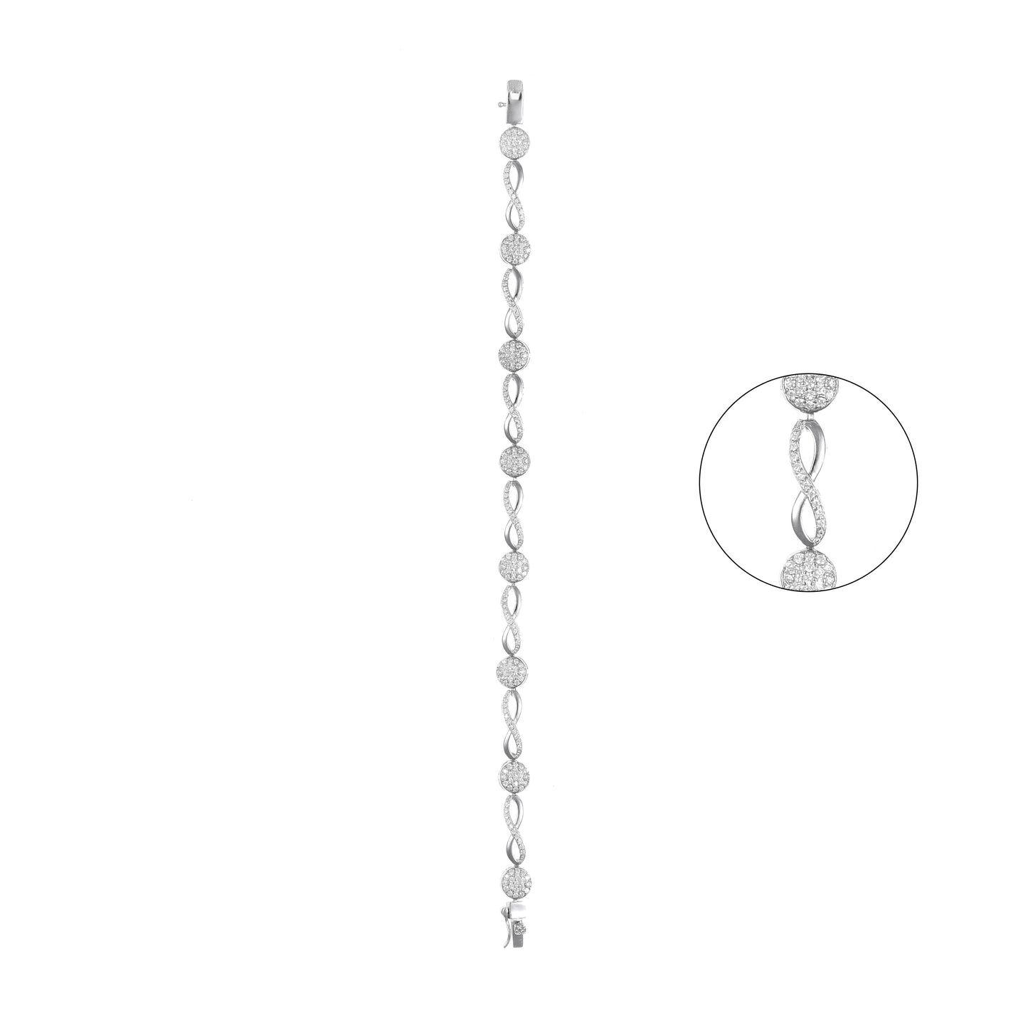 92.5 Sterling Silver Infinity CZ Diamond Bracelet