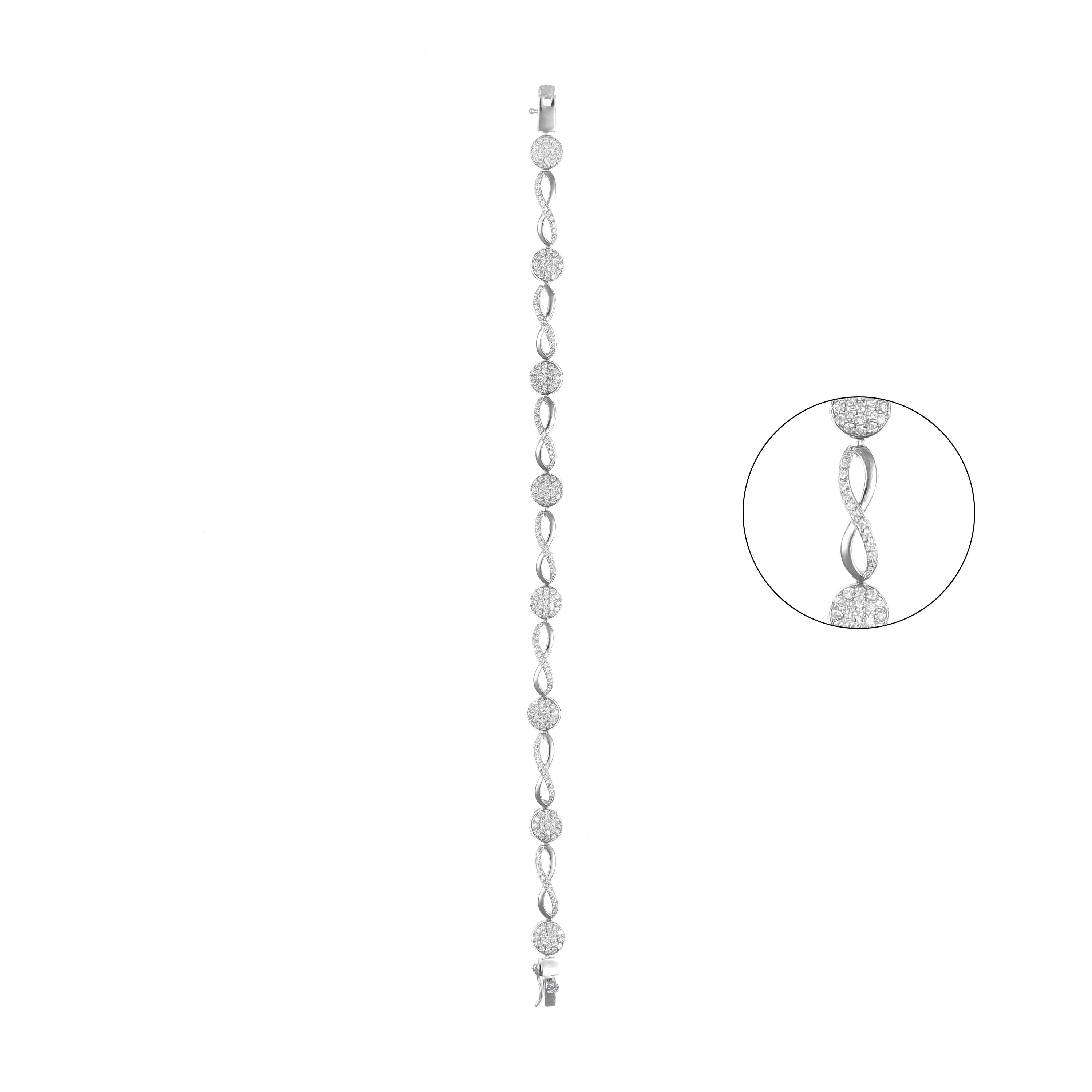 92.5 Sterling Silver Infinity CZ Diamond Bracelet