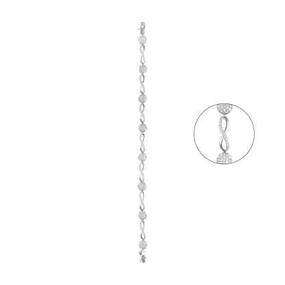 92.5 Sterling Silver Infinity CZ Diamond Bracelet
