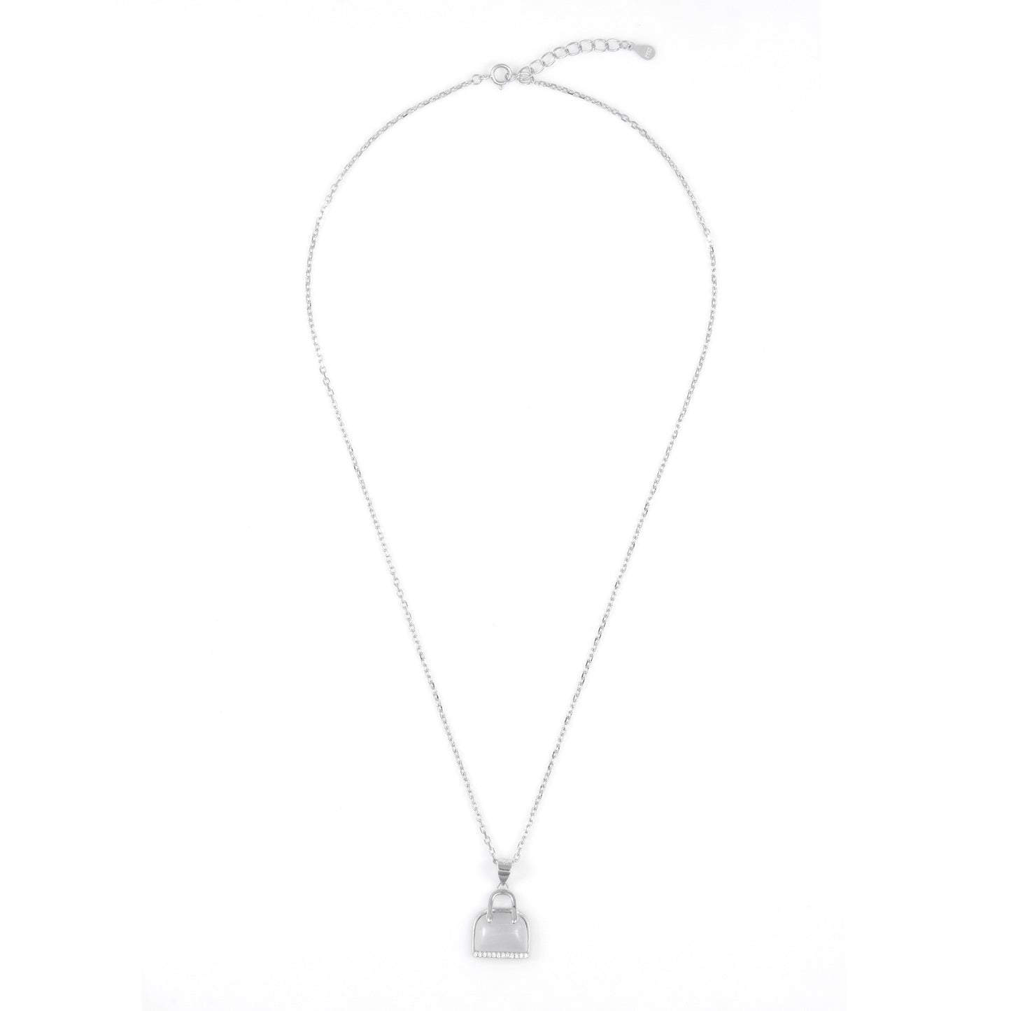 Silver Handbag Pendant Necklace Chain Set for Women
