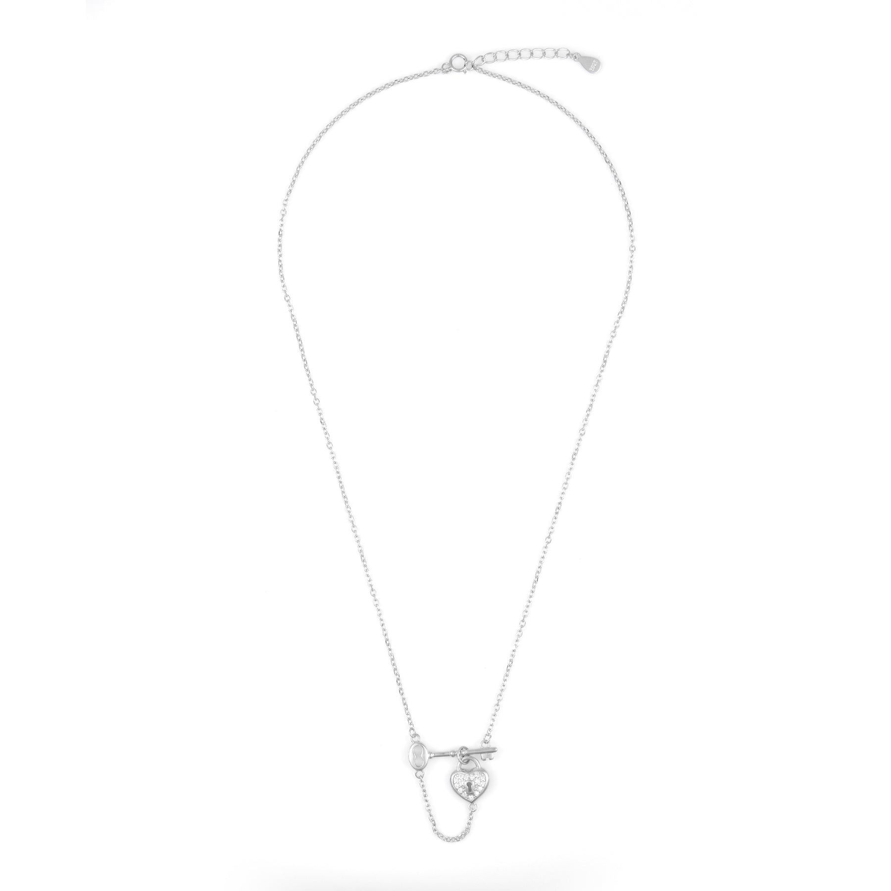 Silver Lock & Keychain Pendant chain set