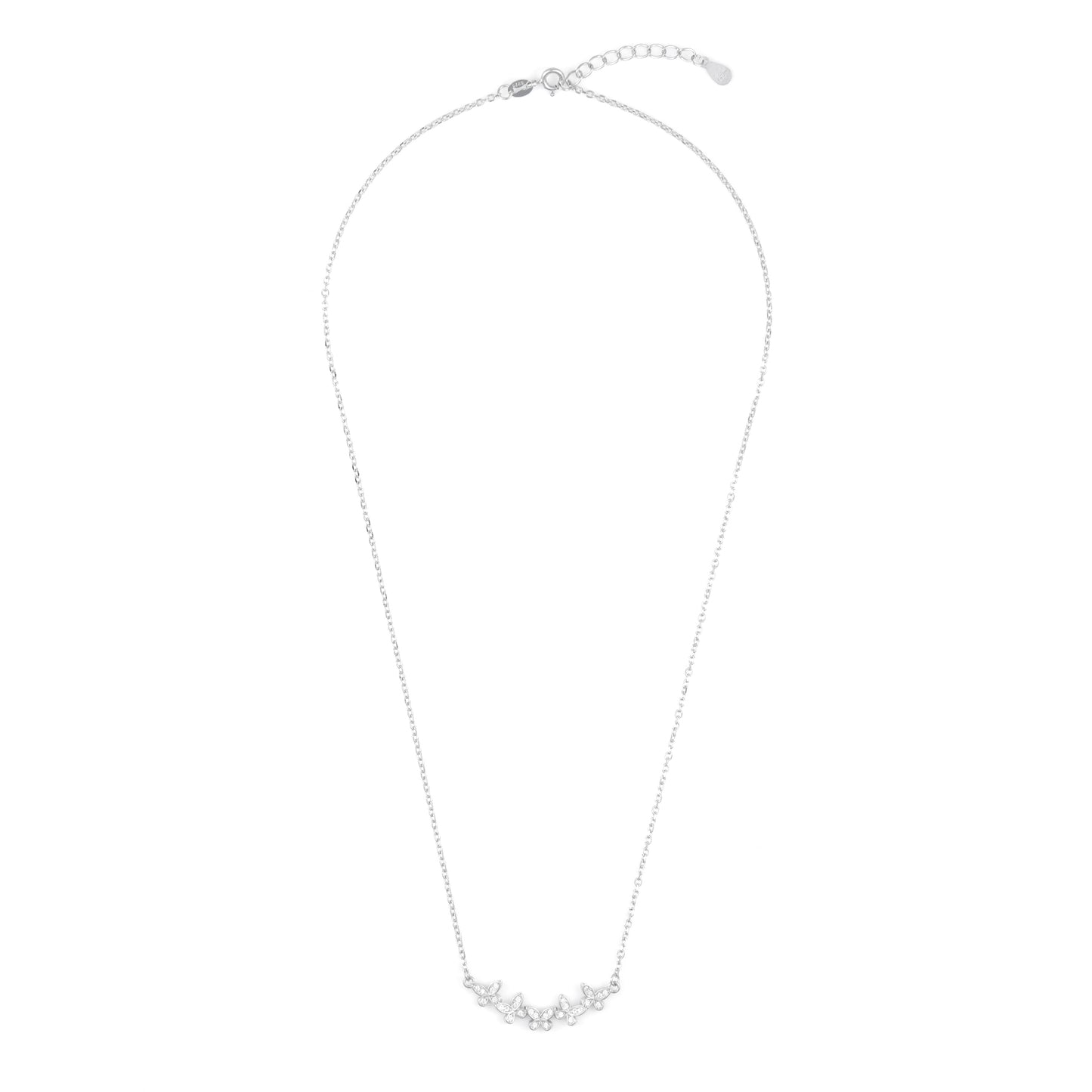 Silver Interlocking Loop Pendant Necklace Chain Set for Women