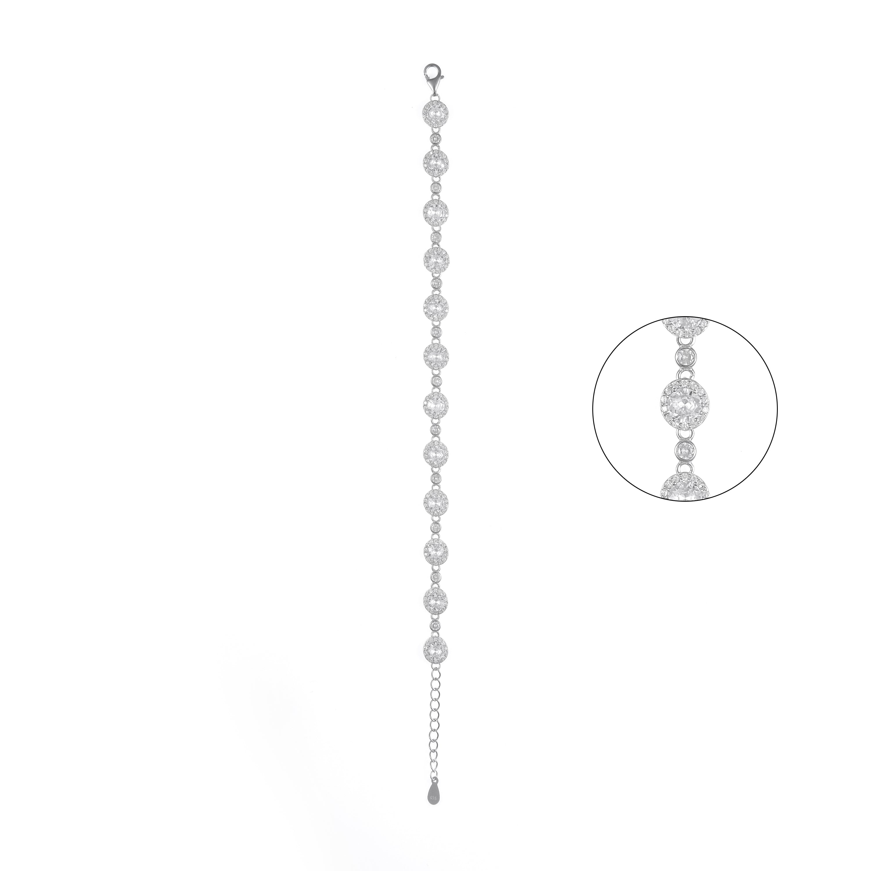92.5 Sterling Silver CZ Diamond Bracelet