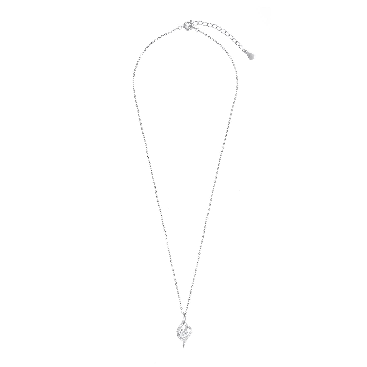 Silver Solitaire Pendant Chain set