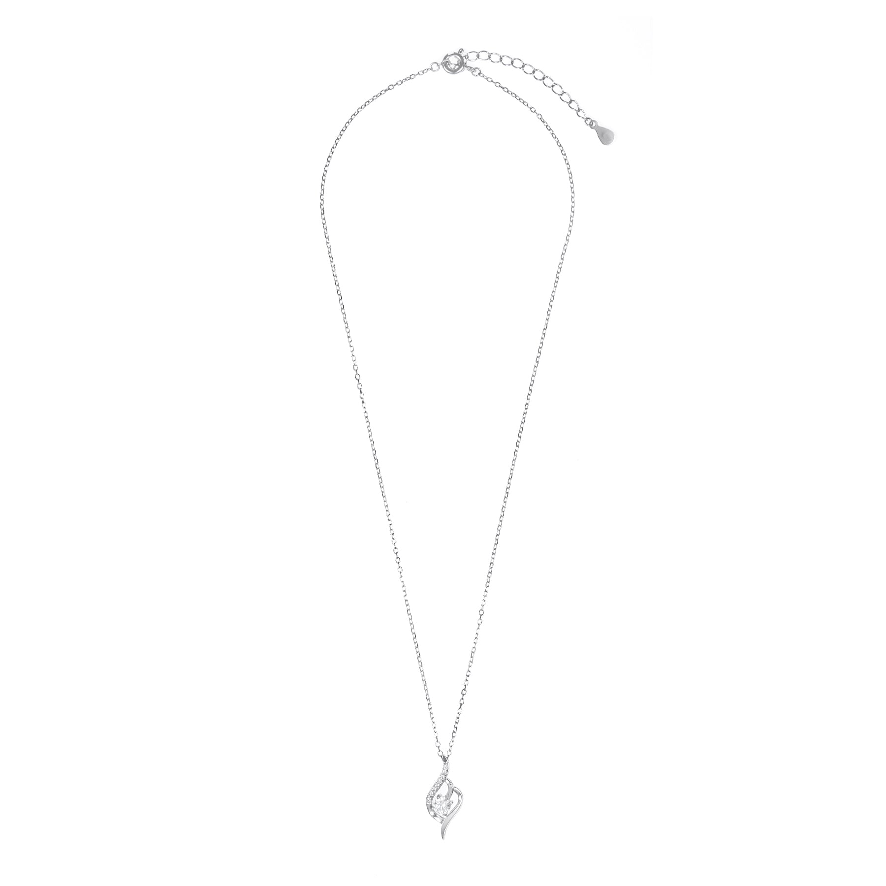 Silver Solitaire Pendant Chain set