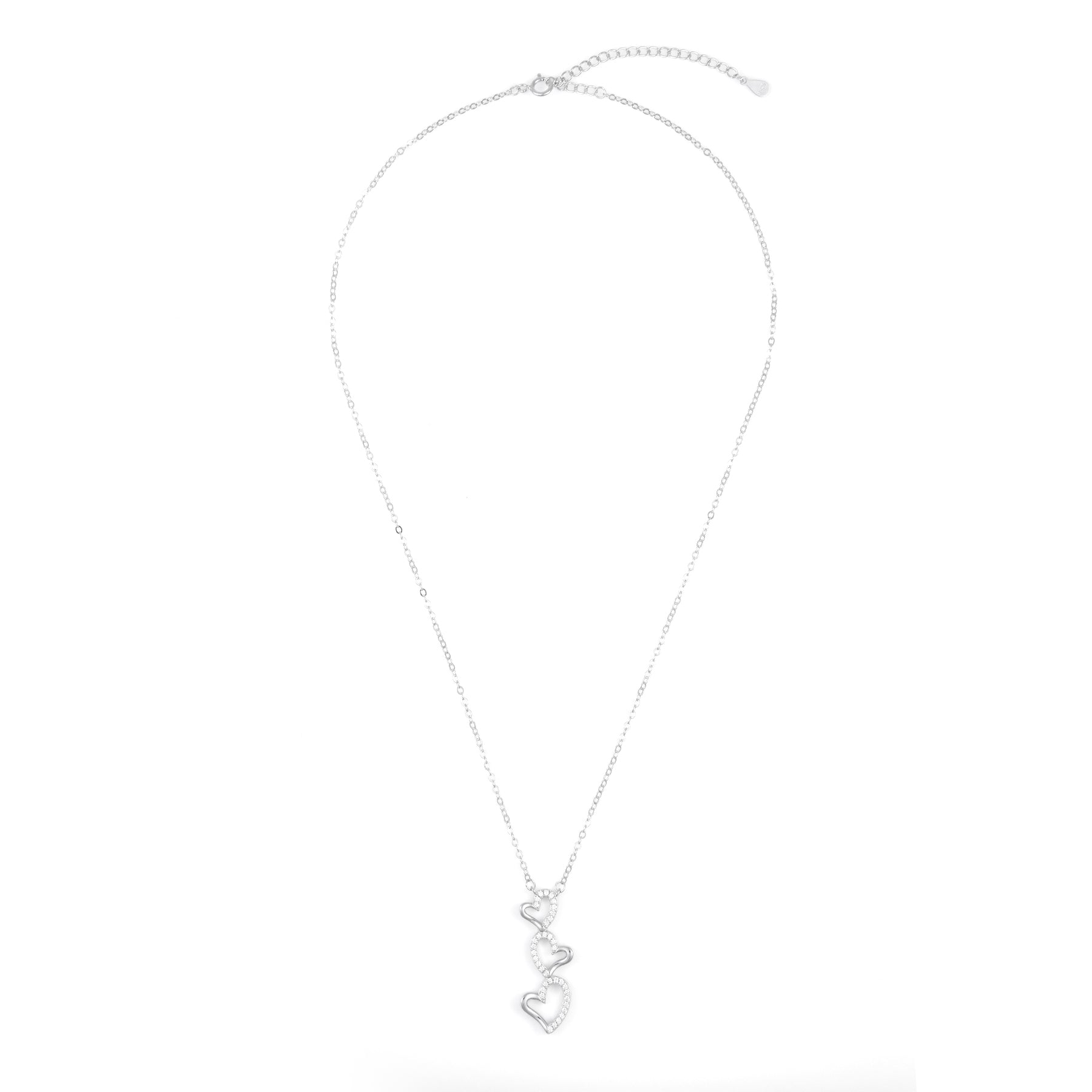 Silver Triple Heart Pendant chain set