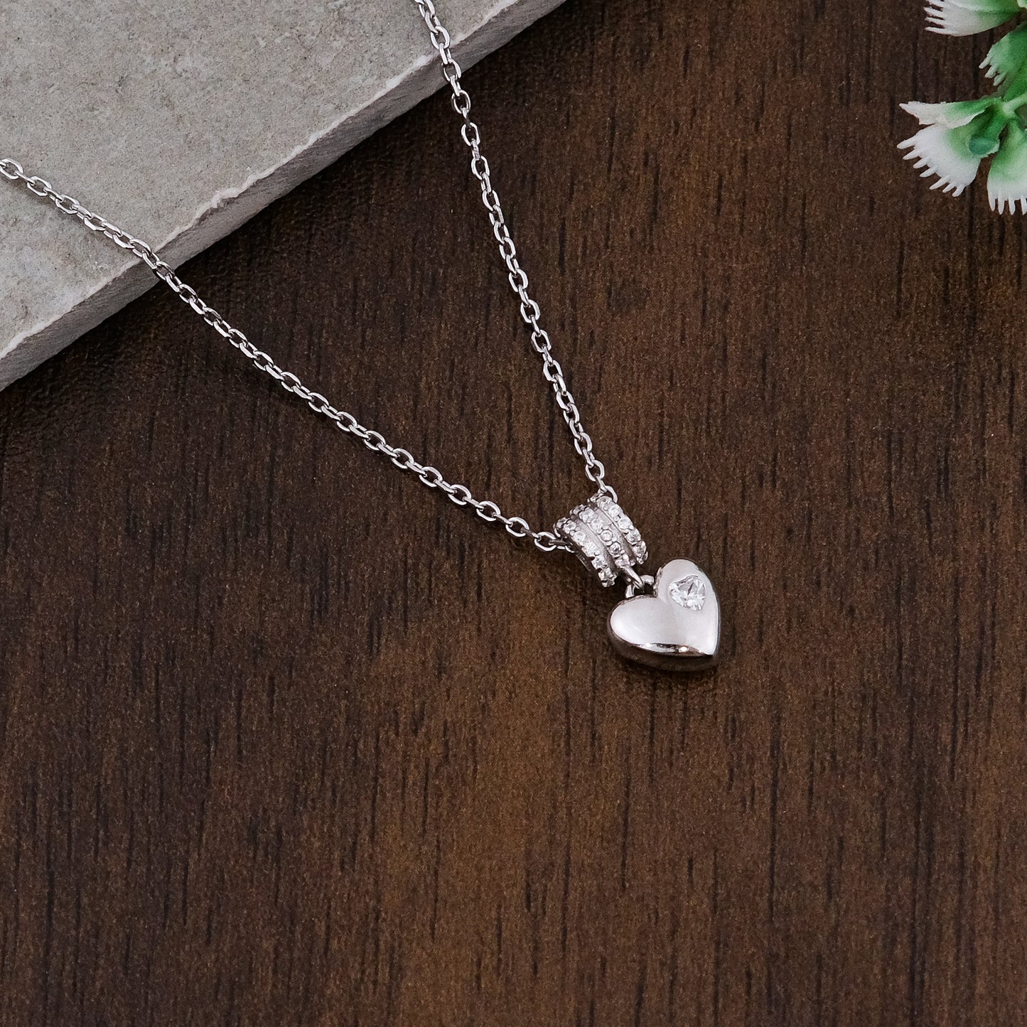 Silver Heart Pendant Chain set