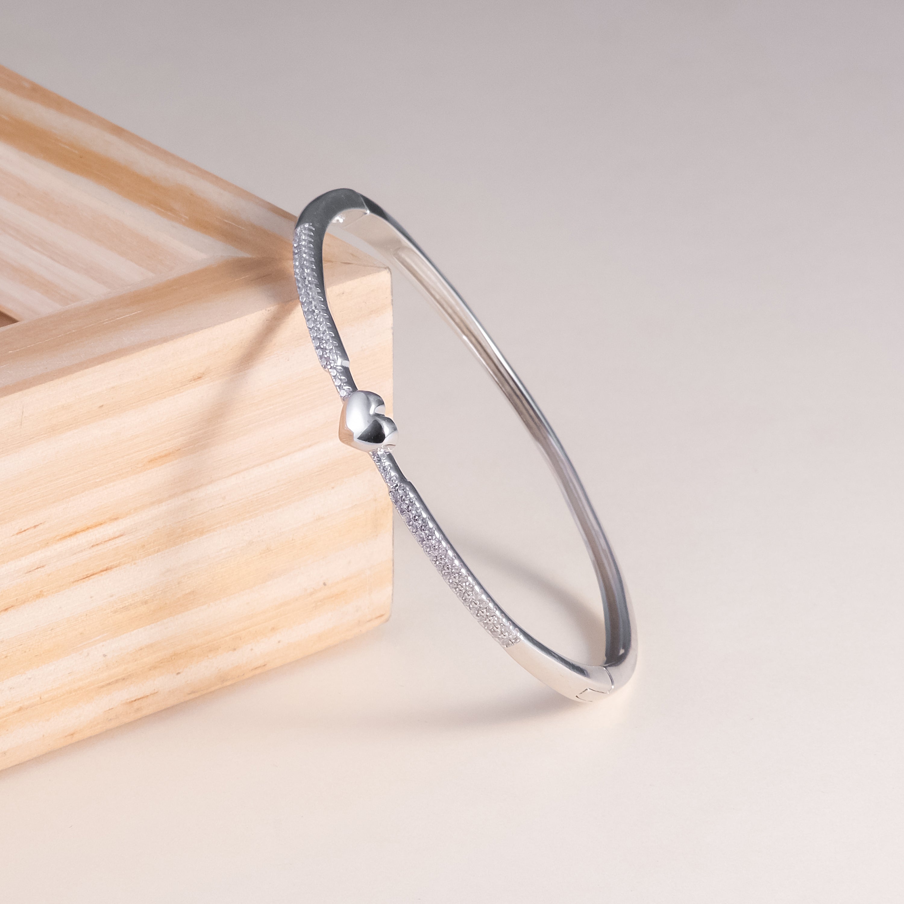 Silver Heart In Love Bangle Bracelet