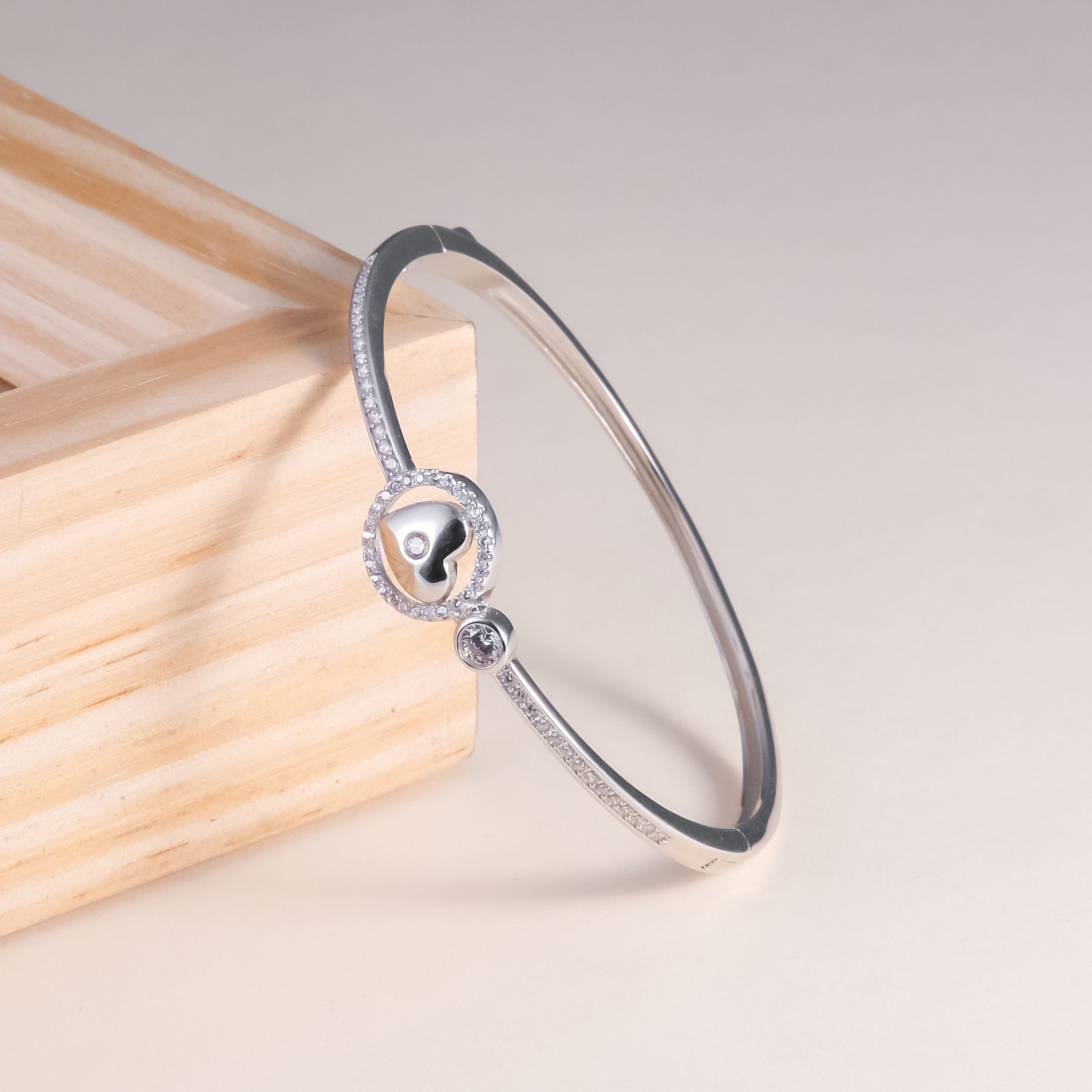 Silver Heart In Love Bangle Bracelet
