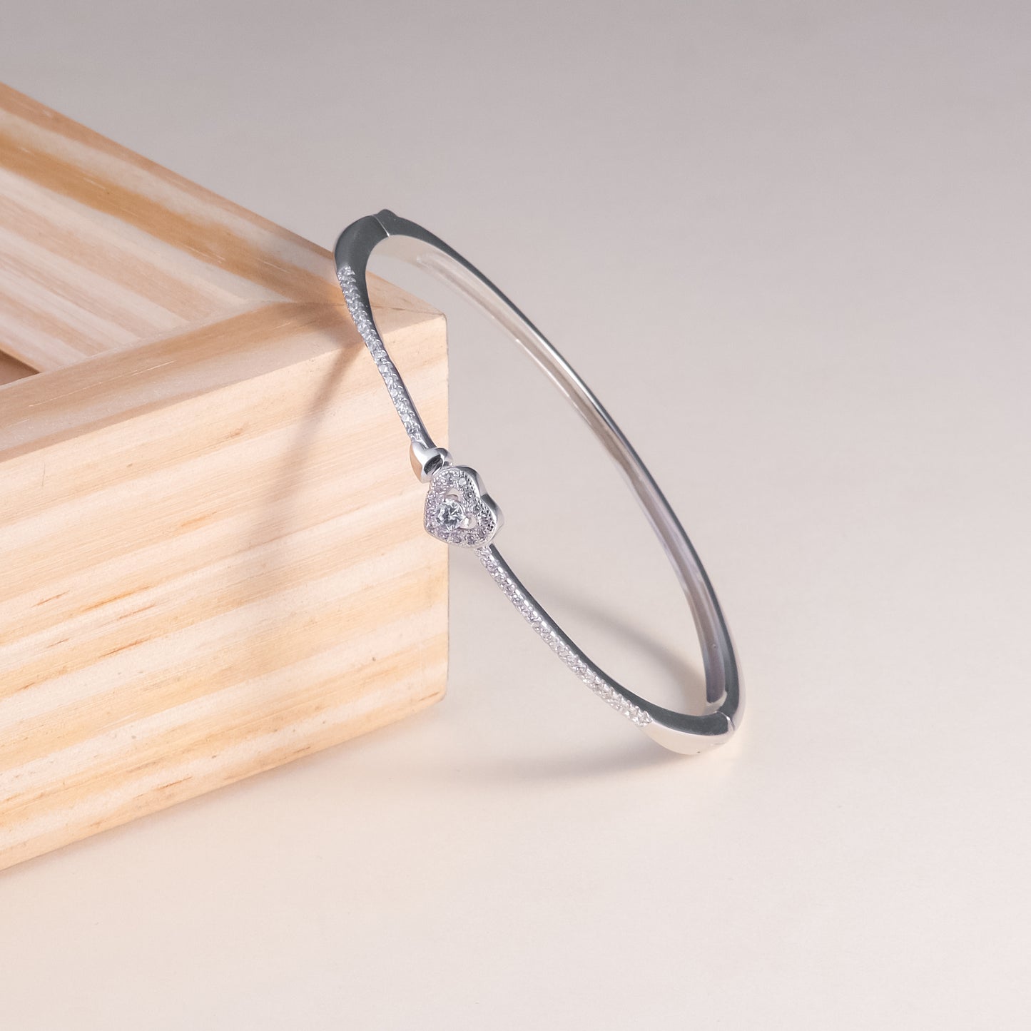 Silver Heart In Love Bangle Bracelet
