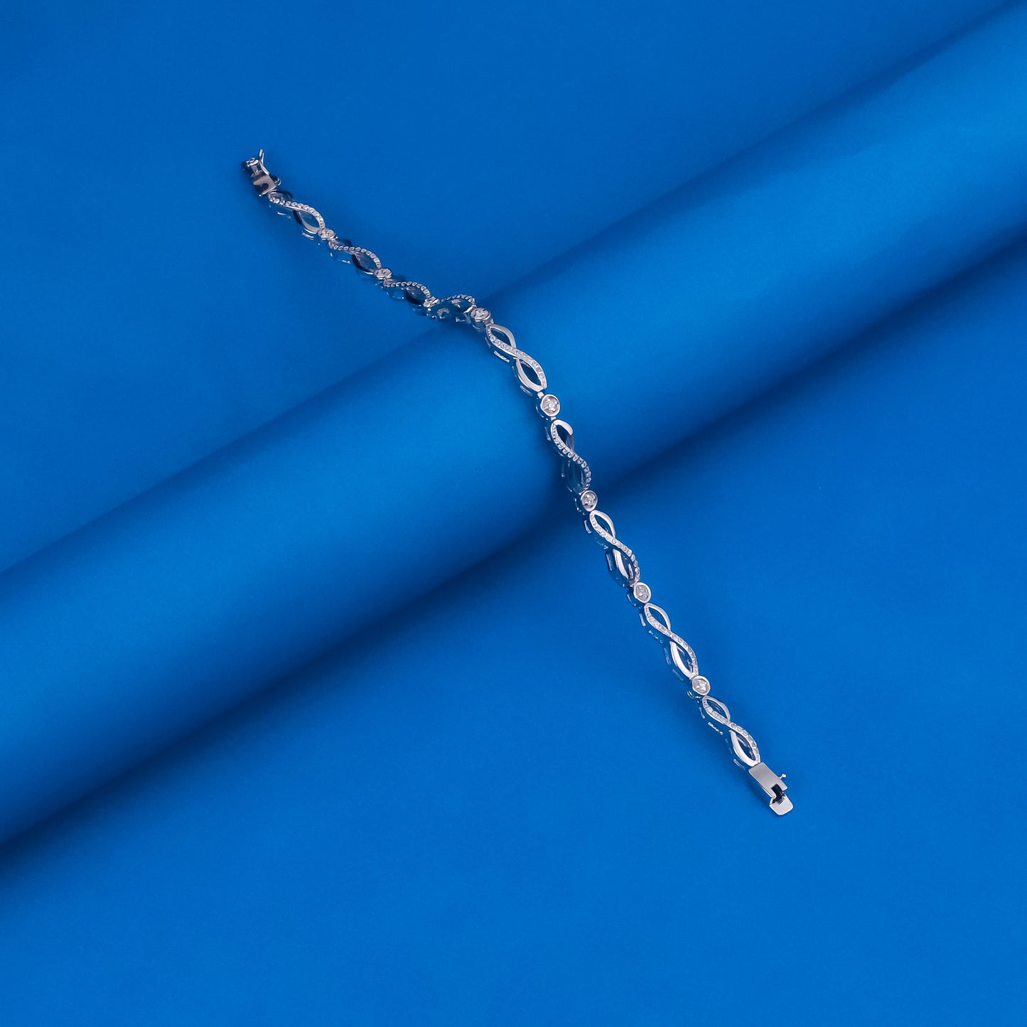 92.5 Sterling Silver Infinity CZ Diamond Bracelet