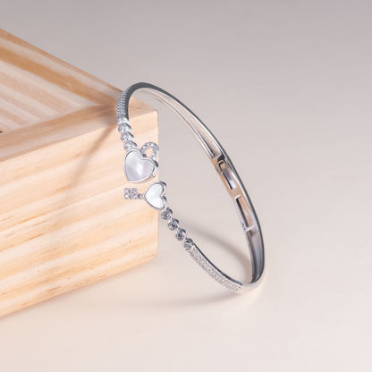 92.5 Silver Heart In Love Bangle Bracelet