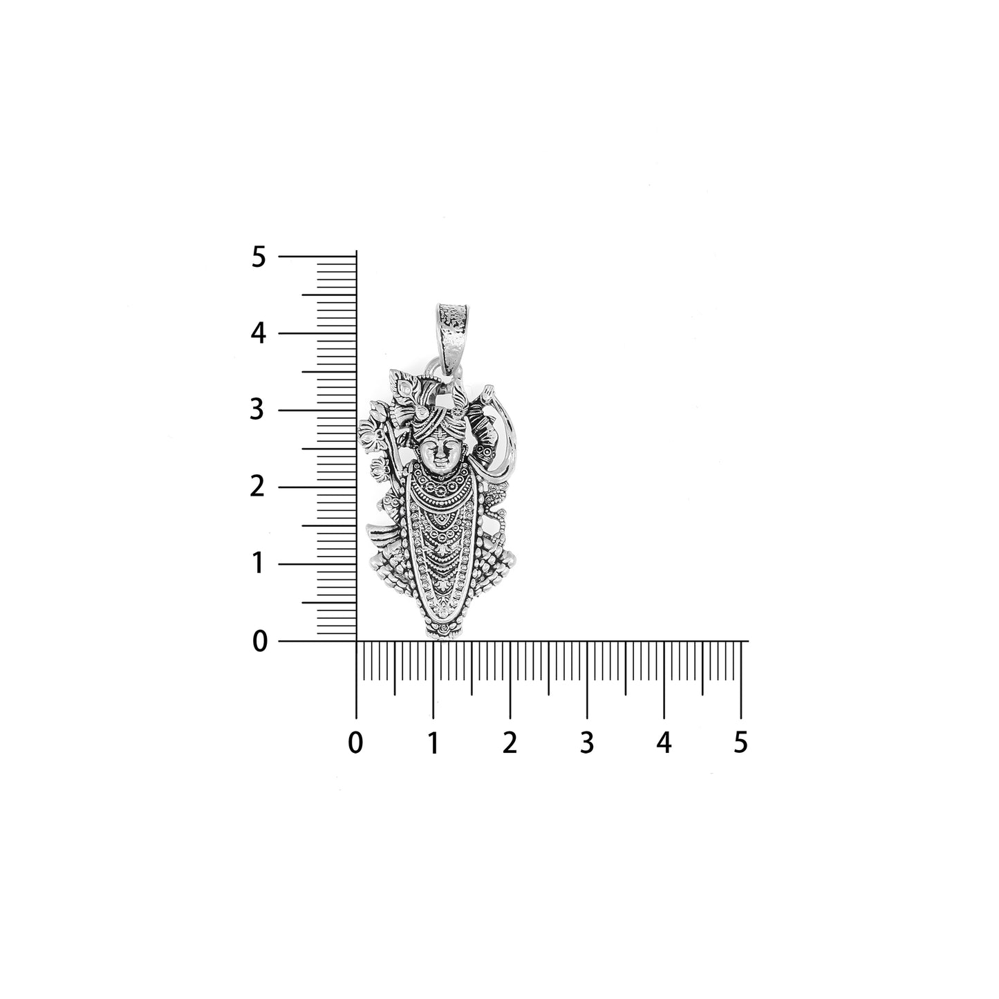 Silver Shrinathji Pendant (Nathdwara Krishna Design) – Antique Finish | 8.08g