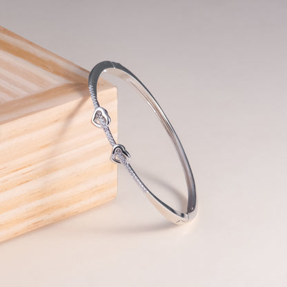 Silver Heart In Love Bangle Bracelet