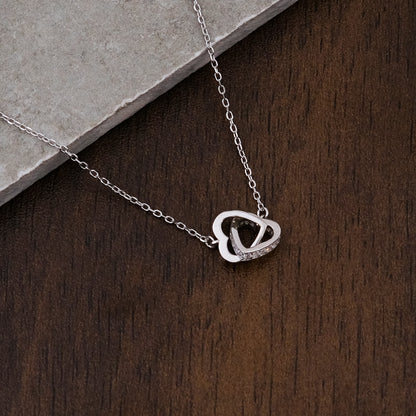 Silver Double Heart Pendant chain set