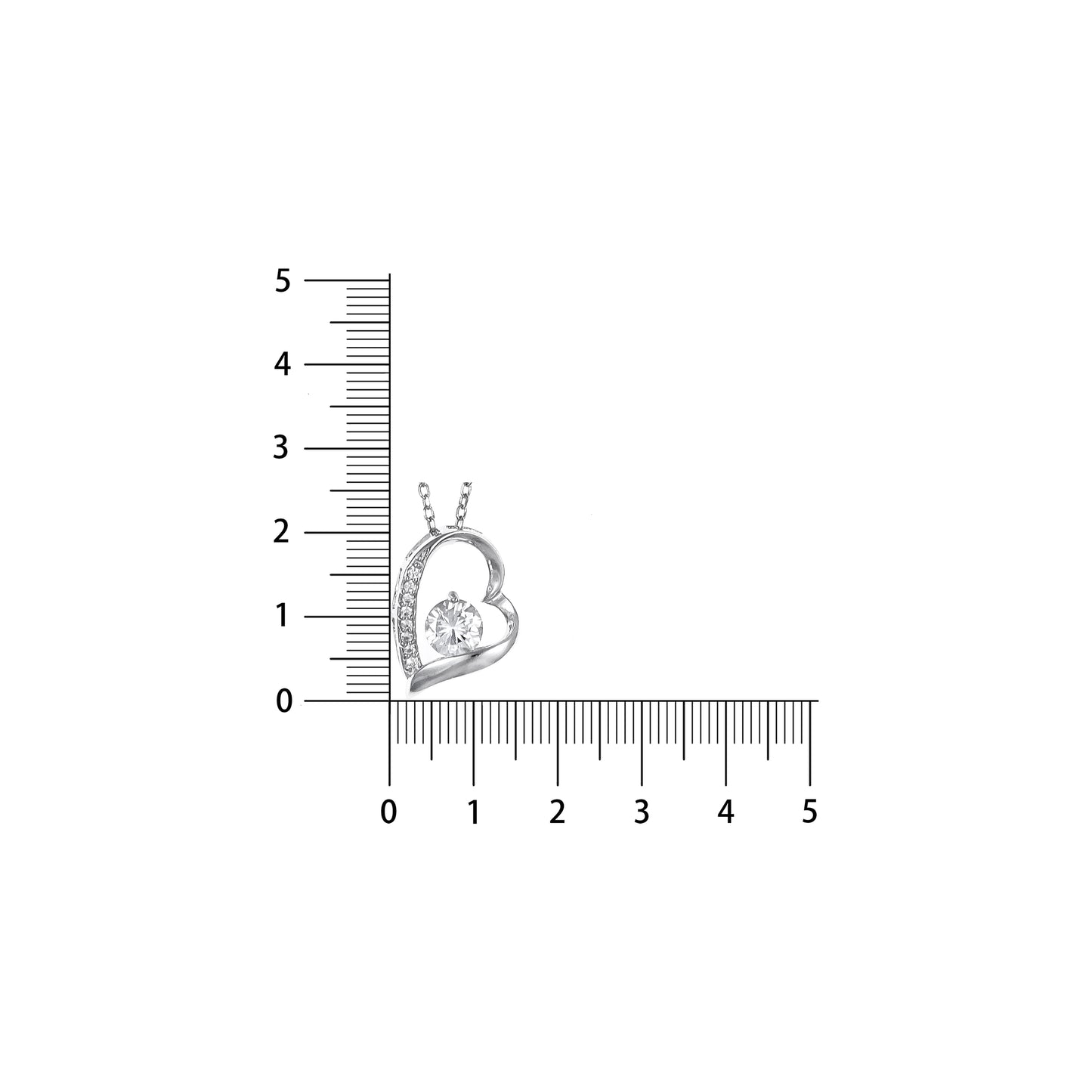 Silver Solitaire Heart Pendant Chain Set