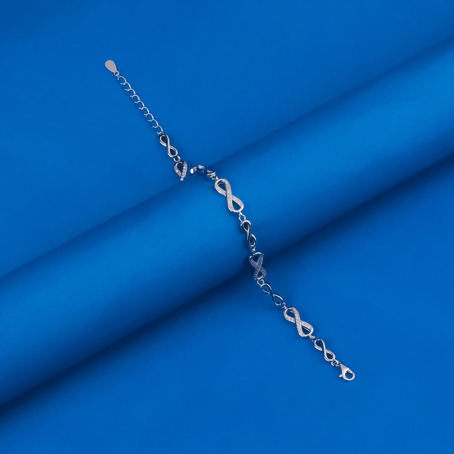 92.5 Sterling Silver Infinity CZ Diamond Bracelet