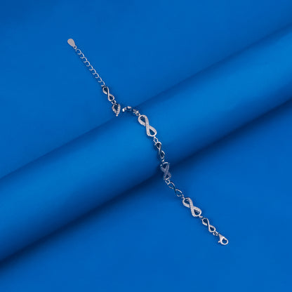 92.5 Sterling Silver Infinity CZ Diamond Bracelet