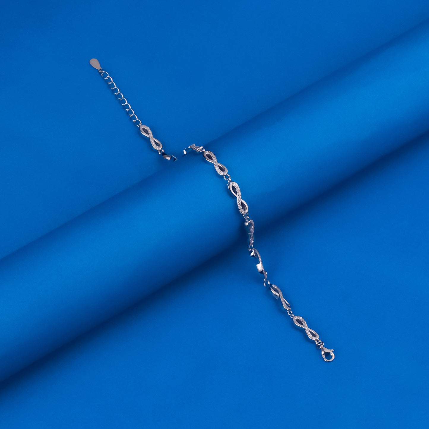 92.5 Sterling Silver Infinity CZ Diamond Bracelet