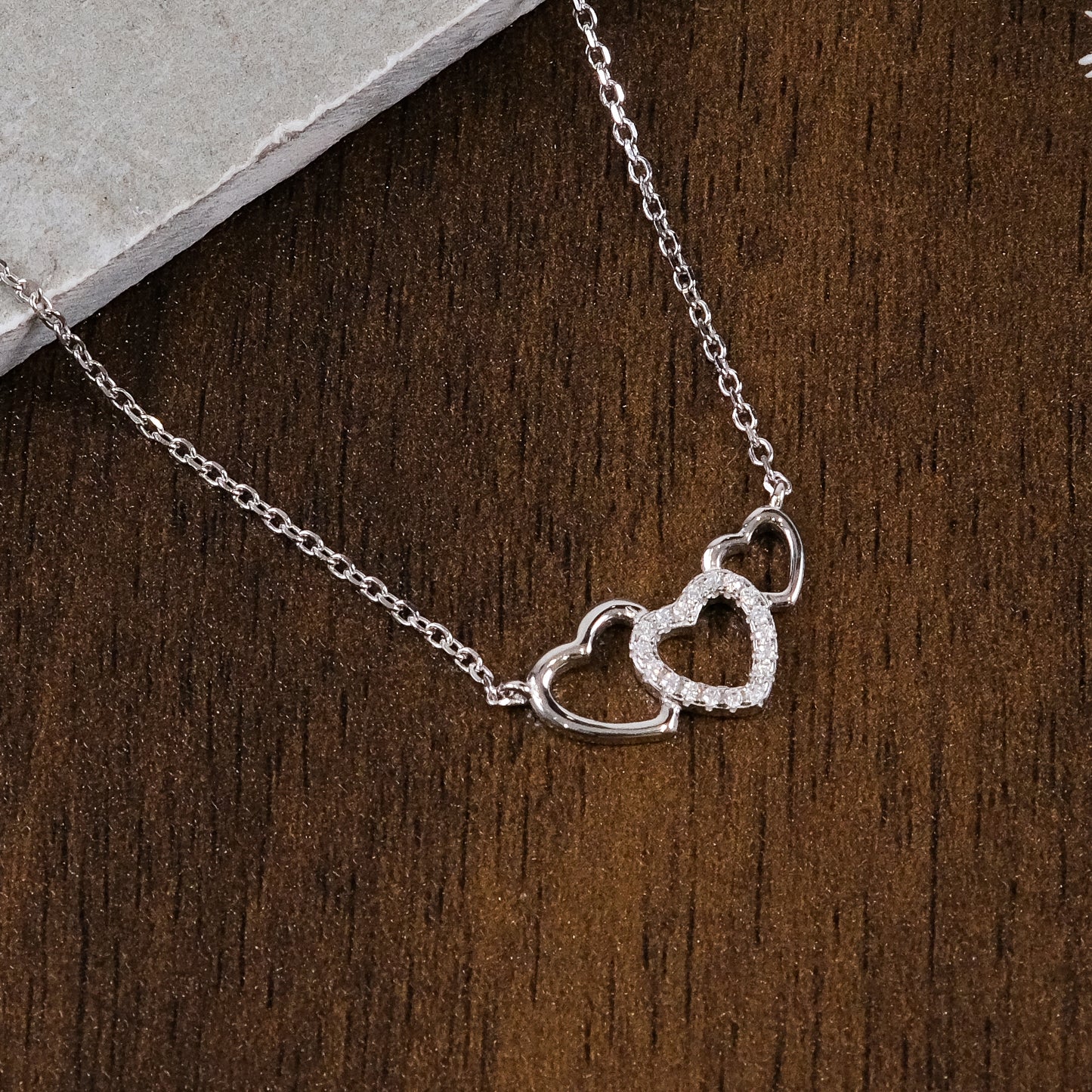 Silver Triple Heart Pendant chain set