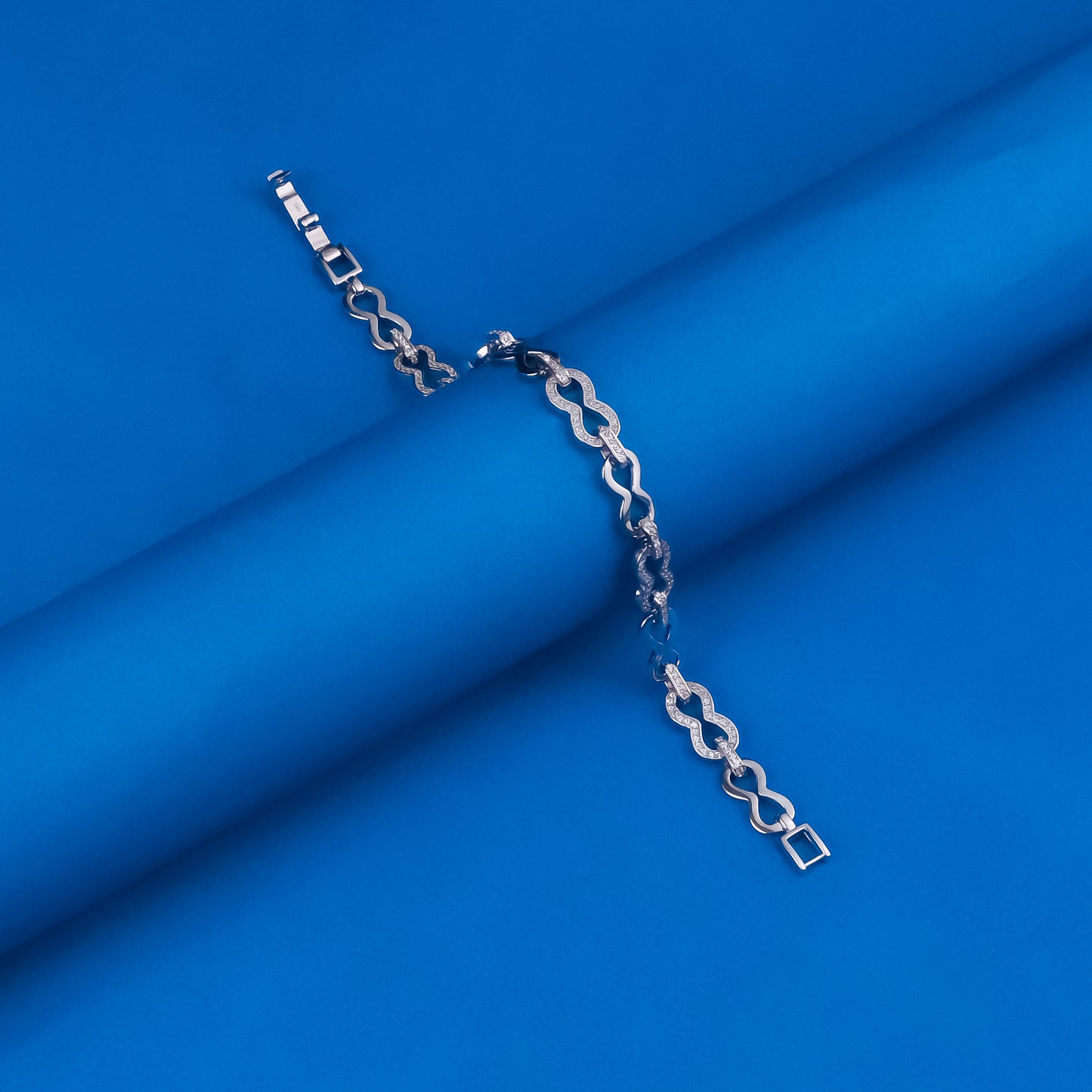 92.5 Sterling Silver Infinity CZ Diamond Bracelet