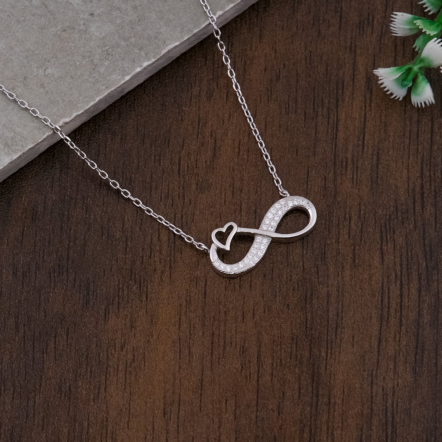Silver Heart Infinity Pendant Chain Set for Women | Elegant Silver Necklace