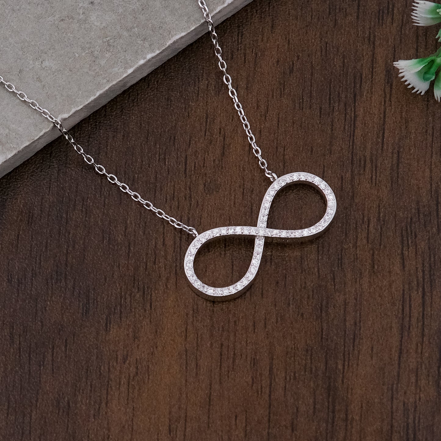 Silver Infinity Chain Pendant Set
