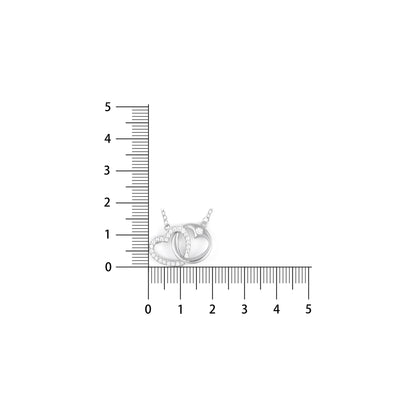 Silver  Interlocking Heart Pendant Chain Set