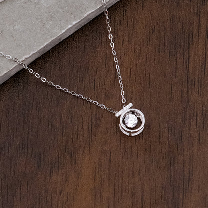Silver Dancing Solitaire Pendant Chain Set for Women | Elegant Silver Necklace