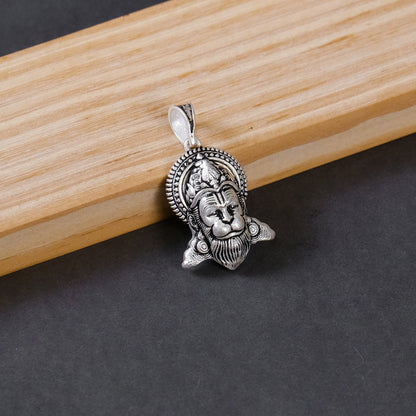 Silver Hanuman Ji Pendant – Detailed Bajrang Bali Face Design | 4.17g