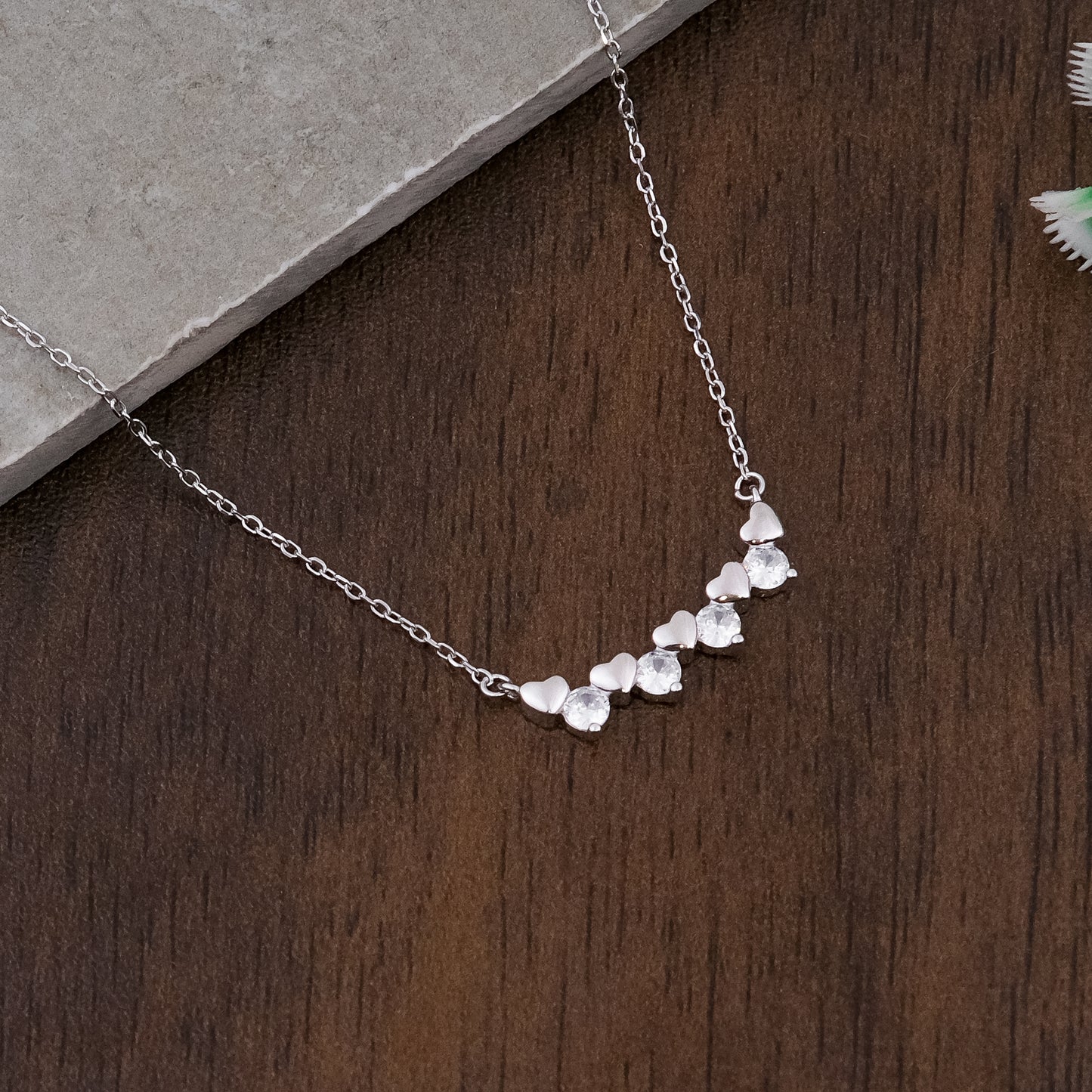 Silver Heart Pendant chain set