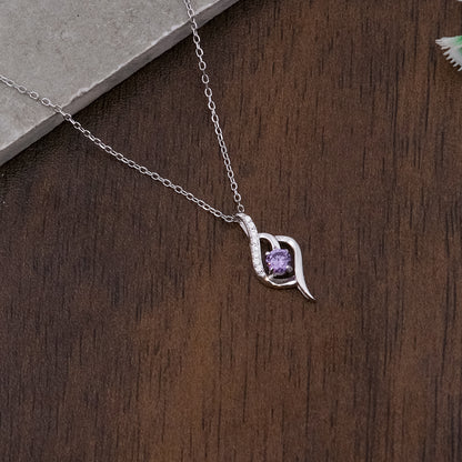 Silver Solitaire Pendant Chain set