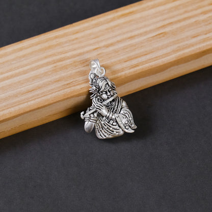 Silver Lord Krishna Flute Pendant in Silver | 9.09 g