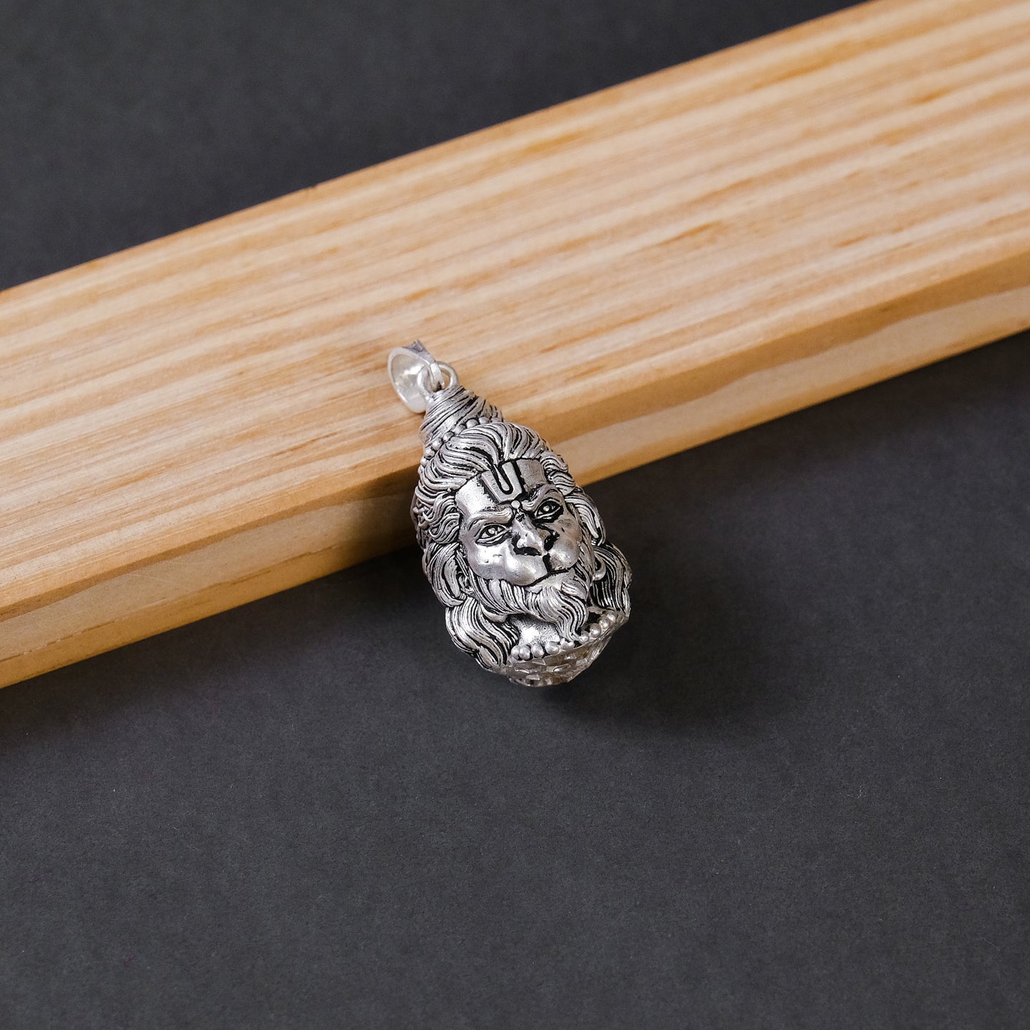 Silver Lord Hanuman Face Pendant in Silver | 10.36 g