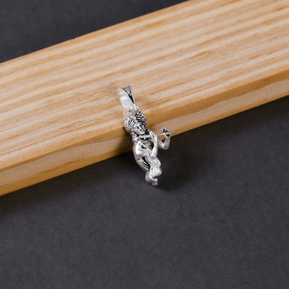 Silver Krishna Flute Pendant (Side Pose Design) – Murli Manohar | 2.98g