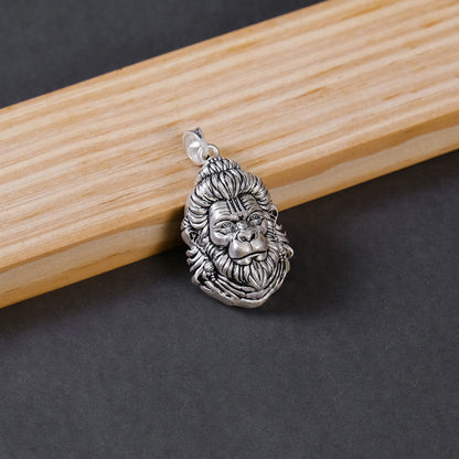 Silver Hanuman Pendant – Bajrang Bali Face Design in Silver | 9.7g