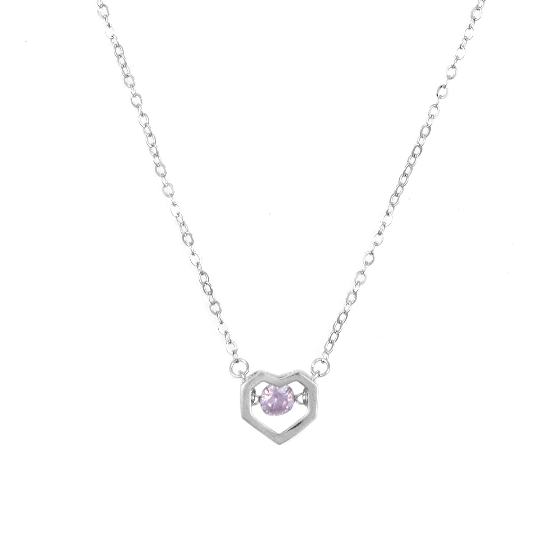 Silver Dancing Stone Heart set with chain
