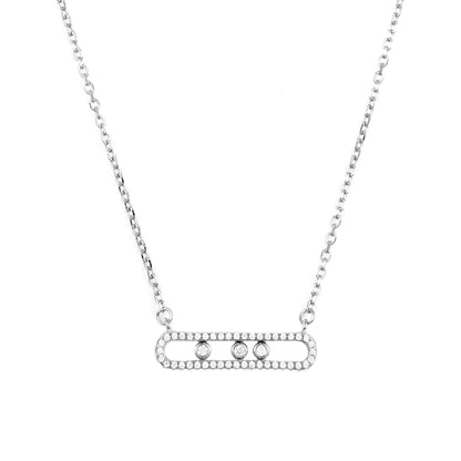 Silver Moving  Stones Chain Pendant set