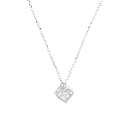 Silver AD Studded Cube Chain Pendant Set