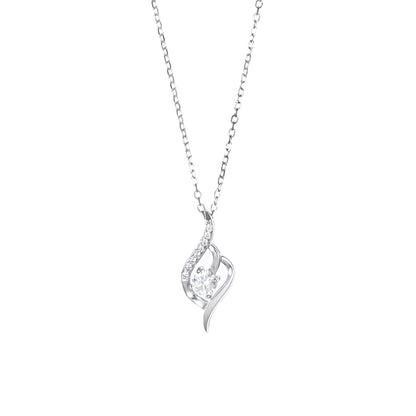 Silver Solitaire Pendant Chain set
