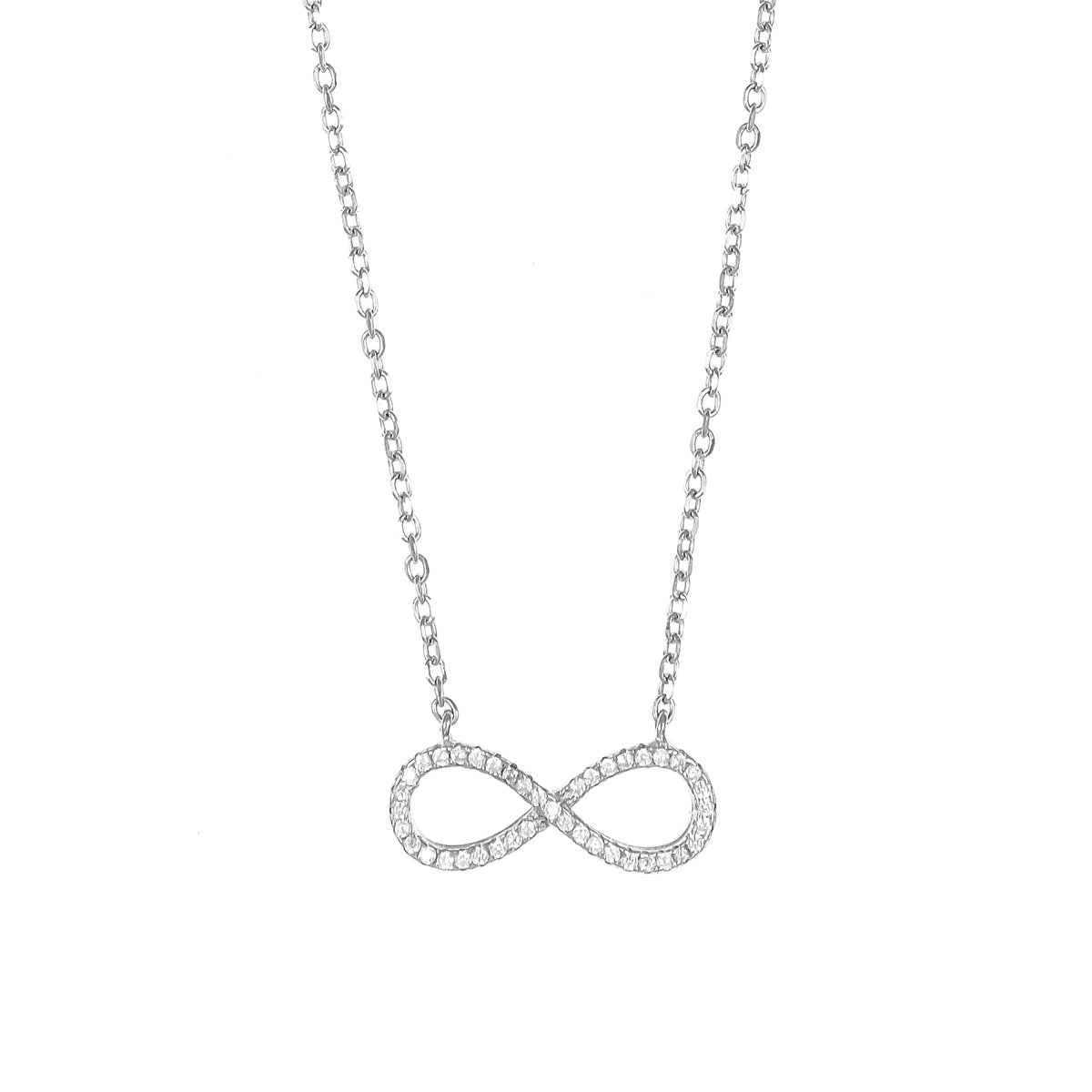 Silver Infinity Pendant Necklace Chain Set for Women