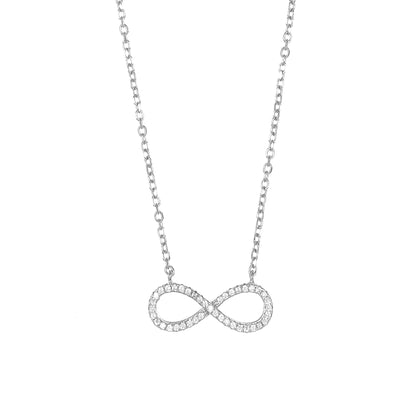 Silver Infinity Pendant Necklace Chain Set for Women