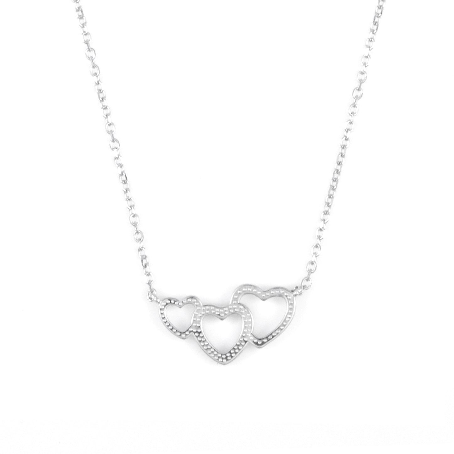 Silver Triple Heart Pendant chain set