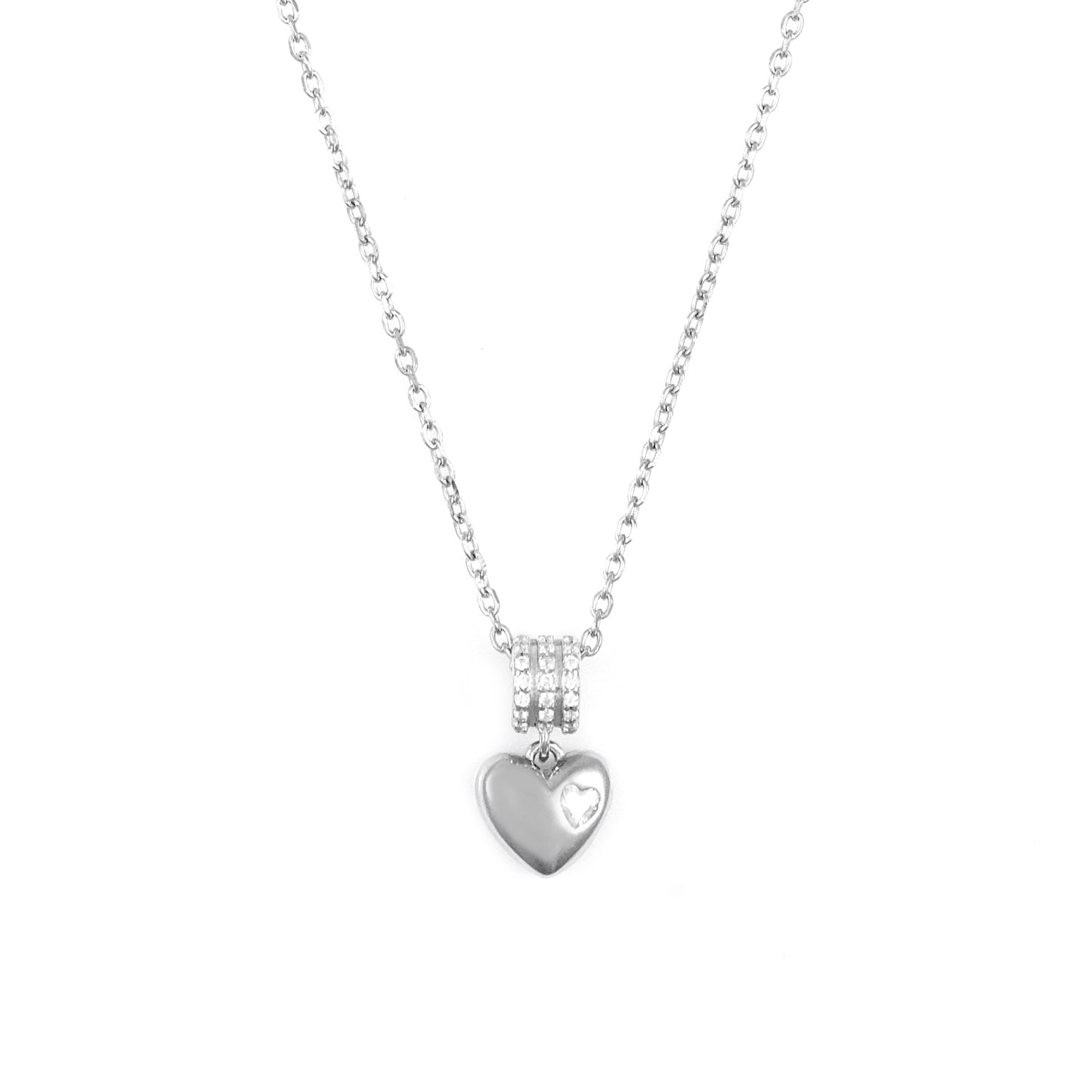 Silver Heart Pendant Chain set