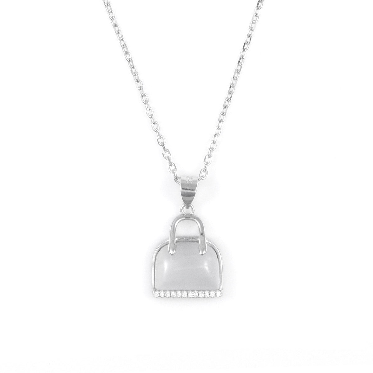 Silver Handbag Pendant Necklace Chain Set for Women
