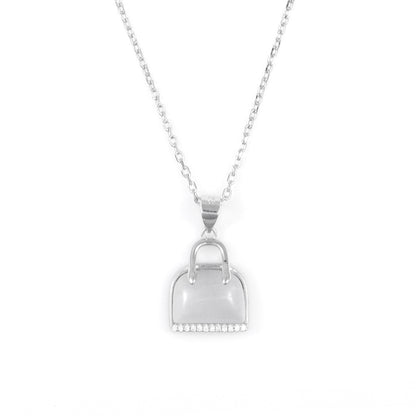 Silver Handbag Pendant Necklace Chain Set for Women